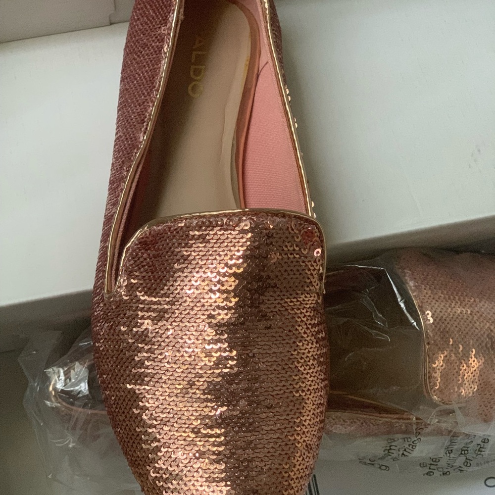 Aldo Gold Flats Elegant Metallic Loafers